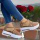 thumbnail image 1 of Sandalias con hebilla de plataforma de cuña para mujer Sandalias con punta redonda de color sólido con punta cerrada Wmkox8yii  nm3277, 1 of 4