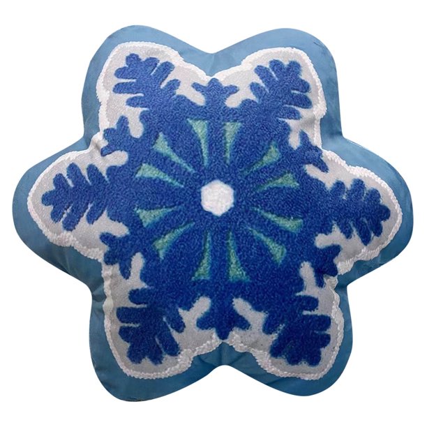 Cojín decorativo con forma de copo de nieve, estampado de terciopelo, para sofá, sala de estar y cama