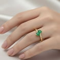 thumbnail image 2 of 4X3mm Pear Emerald May Birthstone 925 Sterling Silver Gold Vemreil Two Stone Women Mother's Day Gift Ring, 2 of 6