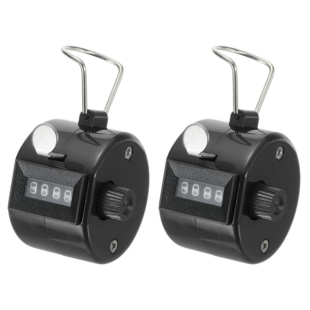 Uxcell Clicker Counter Hand Tally Counter Mechanical 4-Digit Number Click Pitch Counter Black 2Pack