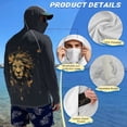 thumbnail image 4 of SEANATIVE Men's Fishing Shirt UV Protection Long Sleeve Fishing Hoodie Long Sleeve Breathable Hooded Casual Top Athletic Wear for Outdoor Camping Running, S, Lion Print Gray, 4 of 7