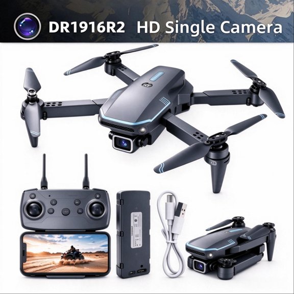 Tongli Foldable Drone Quadcopter Aerial RC Aircraft Single Camera Headless Mode Perfect for Gifting, Black