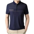 thumbnail image 2 of QUINDOS Polo Mens Shirts Short Sleeve Collared Casual Shirts Loose Striped Moisture Wicking Summer T-shirts, 2 of 3