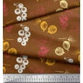 thumbnail image 2 of Soimoi Brown Poly Georgette Fabric Leaves & Berries Fruits Print Fabric by the Yard 42 Inch Wide, 2 of 3