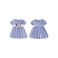 thumbnail image 2 of BemeyourBBs Toddler Baby Girls 4th of July Dress Smocked Outfit Patriot Independent Day Clothes American Flag Letter Embroidery Doll Collar Short Sleeve A-Line Dress Toddler Baby Girl Summer Dress, 2 of 9