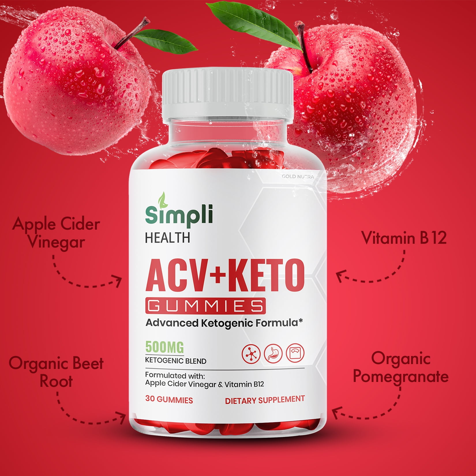 Simpli Health ACV Gummies, Maximum Strength, Simple Health Keto ACV Gummies Dietary Supplement (5 Pack)