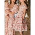 thumbnail image 2 of Hirigin Mommy and Me Dress Summer Casual Boho Floral Short Sleeves A-Line Dress Ruffled Vacation Maxi Dress, 2 of 9