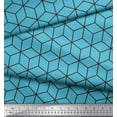 thumbnail image 2 of Soimoi Blue Rayon Fabric Maze Cube Geometric Print Fabric by Yard 56 Inch Wide, 2 of 3