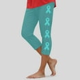 thumbnail image 4 of newwalpole Capri Leggings for Women Floral Printed High Waist Capris Plus Size Casual Knee Length Slim Fit Yoga Cropped Pants Mint Green for Size XL, 4 of 5