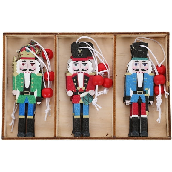 Gregiular 9pcs Wooden Nutcracker Soldier Ornaments for Xmas Tree