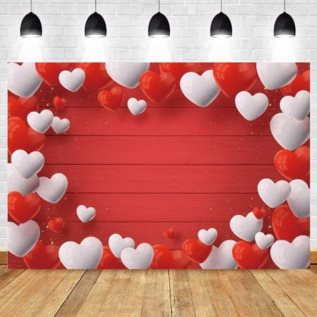 Image of Valentine s Day Weeding Photography Backdrop Heart Balloon Wood Board February 14 Photocall Background Party Decor Photo Studio