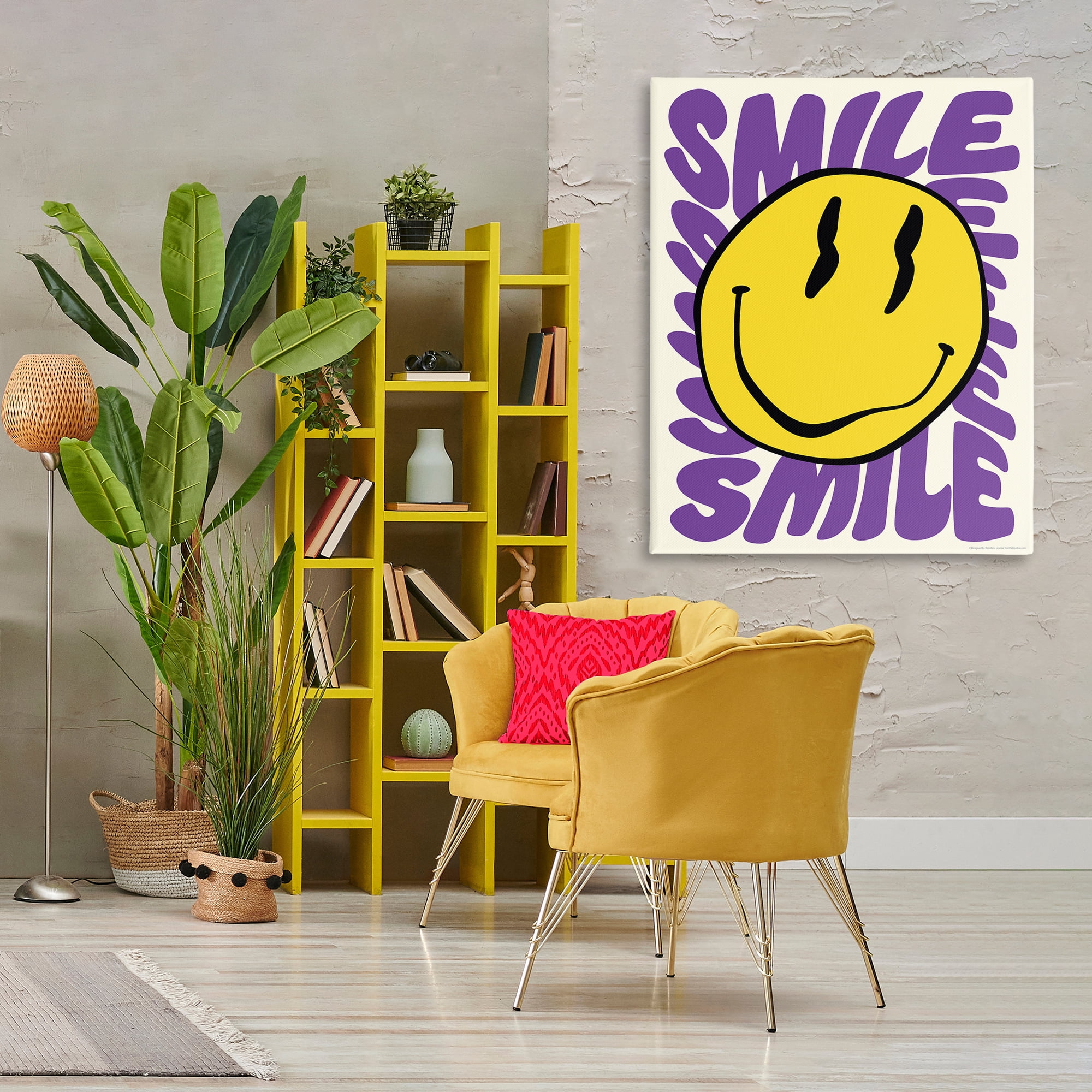 Stupell Industries Groovy Smile Typography Abstract Painting Wrapped Canvas Art Print Wall Art, 36 x 48