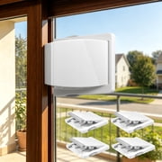 BUSATIA Sliding Door Lock (4 Pack), Sliding Glass Door & Window Locks for Child Safety, Adhesive Security Lock for Sliding Doors, Windows & Closets, No Drilling, Easy to Install, White