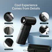 JISULIFE Portable Handheld Fan, Powerful Turbo Brushless Motor [12H Battery Life], 3600mAh USB Rechargeable, 5-Speed, Mini Pocket Design, Gift for Women Men, Travel Outdoor Use-Black