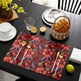 thumbnail image 3 of Red Boho Floral Placemats Set of 6, Vintage Southwestern Ethnic Tribe Botanical Placemats for Dining Table, Place Mats for Kitchen Tabletop, Waterproof Wipeable Dining Table Mats Set, 3 of 9
