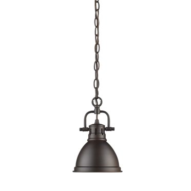 Golden Lighting Duncan 1-Light Mini Pendantwith Chain in Rubbed Bronze
