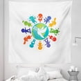 thumbnail image 1 of Youth Tapestry, Silhouettes Around the World with Pigeon of Peace Earth Planet, Fabric Wall Hanging Decor for Bedroom Living Room Dorm, 5 Sizes, Multicolor, by Ambesonne, 1 of 1