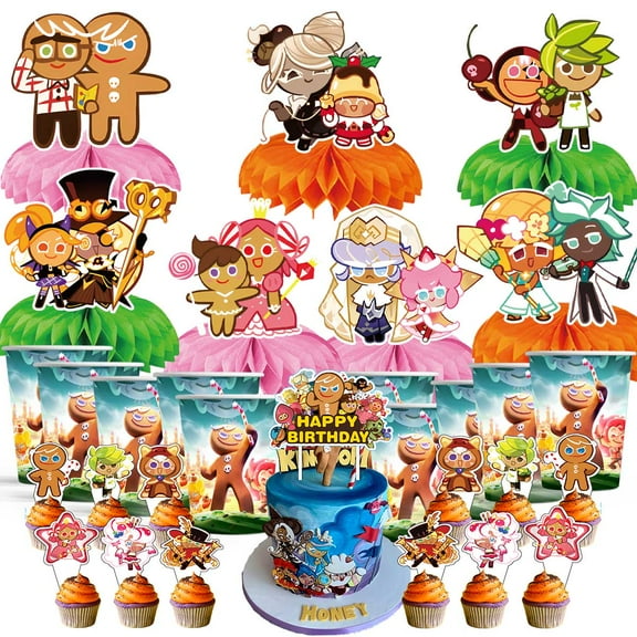 Cookie Run Party Supplies Decor Cups Fans Decorations Honeycomb Centerpieces Cake Toppers