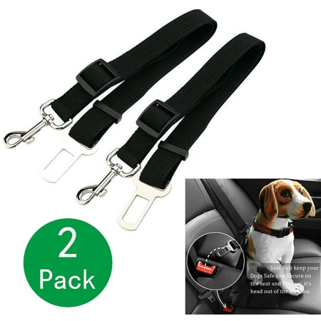 2 Pack Dog Car Seat Belt, Pet Seatbelt Clip Tether Puppy Safety Harness Leash Small Medium Large Dogs Adjustable Restraint for Doggie