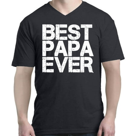 Shop4Ever Men's Best Papa Ever Bold Font Father's Day V-Neck T-Shirt (Best Font For Restaurant Logo)