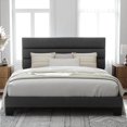 thumbnail image 1 of Platform Bed Frame with Fabric Upholstered Headboard and Wooden Slats Support, Fully Upholstered Mattress Foundation My Lux Decor Round, 1 of 8