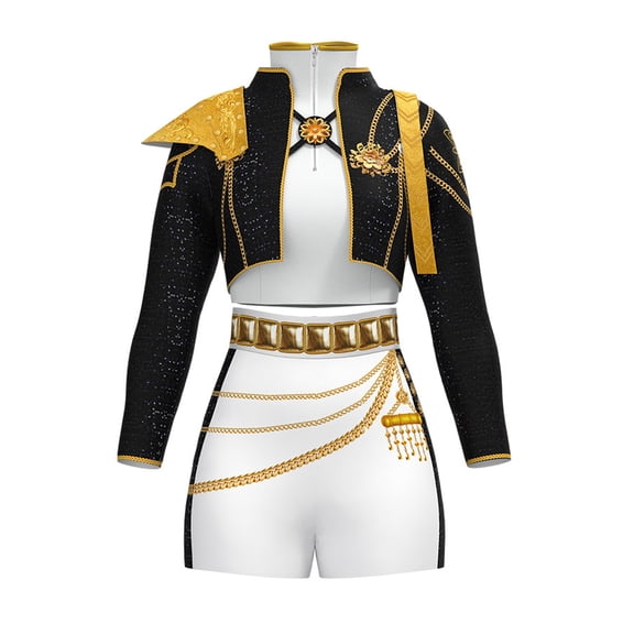 Halloween Popular Singers Idol Cosplay Costume, Stage Role Play Full Set Outfit, Includes Outerwear, T-Shirt and Shorts with Accessories, Stage Role Play and Birthday Gathering for Adults, L