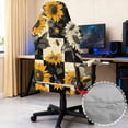 thumbnail image 3 of SCRAWLGOD Sunflower Bee Print Plaid Beige Black 4 PCS Gaming Chair Cover with Armrest Slipcovers Stretchable Machine Washable Computer Chair Seat Slipcovers Cat Scratch Proof, 3 of 7