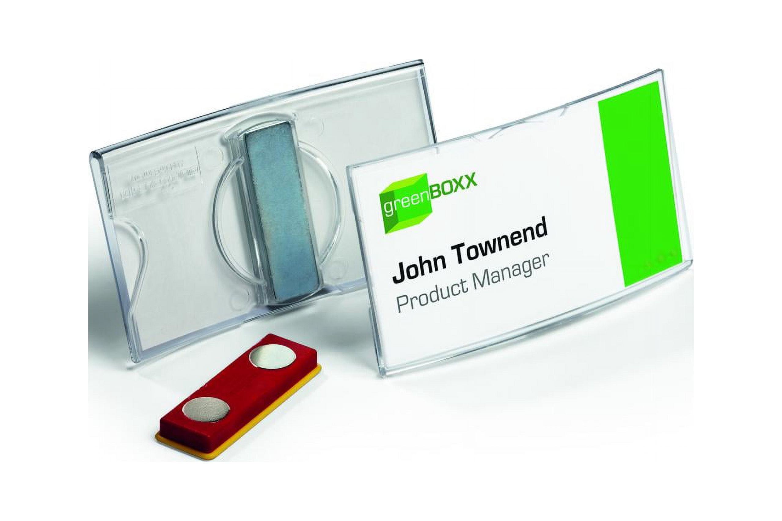 DURABLE Deluxe Convex & Magnetic Name Badge, 1-9/16" x 2-15/16", Pack of 25 (812319)