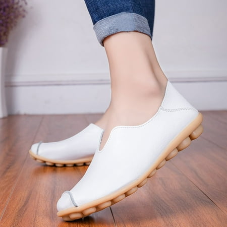 

Lanhui Women s comfortable leather solid color flat leisure music shoes single Shoes