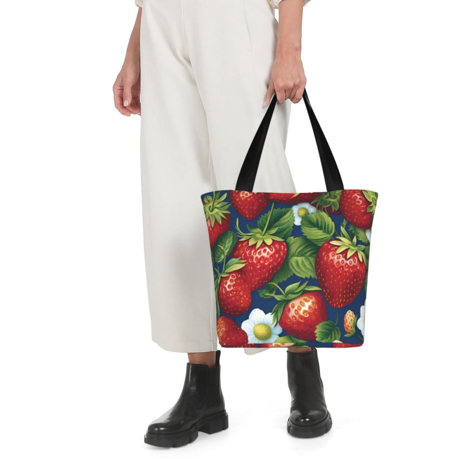 Ratiio Strawberry2 Print Shoulder Bag for Women, Polyester Crossbody Purse Lightweight Handbag for Daily Travel and Casual Use