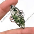 thumbnail image 2 of Natural Large Green Moss Agate Gemstone 925 Sterling Silver Statement Ring Gift Jewelry, 2 of 5