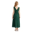 thumbnail image 2 of Yartina Kids Girls Chiffon Dress Ruched Junior Bridesmaid Dress A Line Swing Maxi Formal Pageant Prom Army Green 6, 2 of 7
