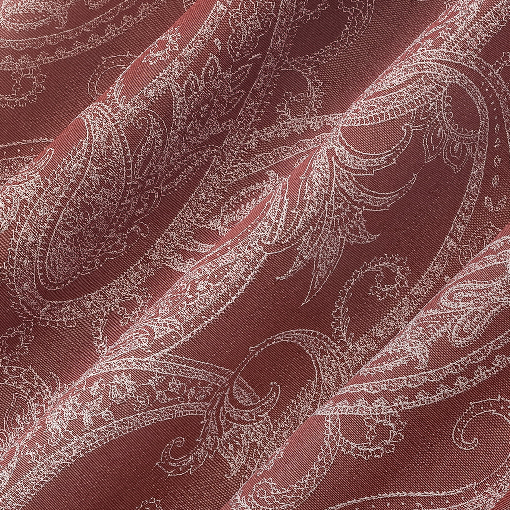 Sun Zero Pedra Paisley Embroidery 100% Blackout Back Tab Curtain Panel, 40"x96", Rustic Red