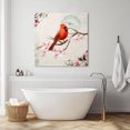 thumbnail image 3 of Spring Red Bird Wall Art Painting on Canvas, Summer Vintage Branch Floral Beige Canvas Art Home Prints Wall Art Framed Modern Artwork for Living Room Bedroom Wall Decor 16x16in, 3 of 9