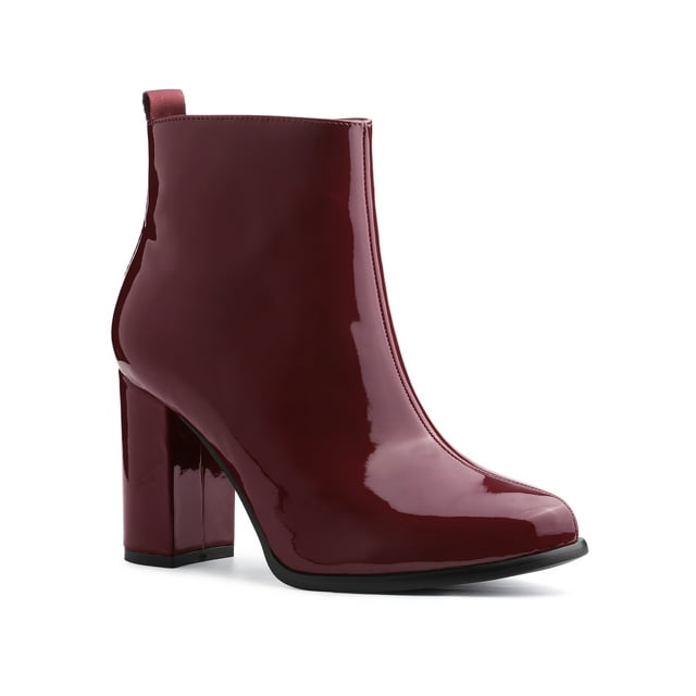 Unique Bargains Bottines à Talons Hauts Épais à Bout Rond à Fermeture Éclair pour Femmes