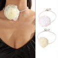 thumbnail image 2 of Gauze Flowers Collar Necklace Elegant Clavicle Chain Necklace Simple Choker--White-Product code 48157 White, 2 of 5