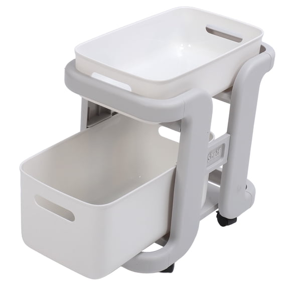 2,Tier Rolling Cart With Drawers, Mobile Storage For Kitchen, Office, Living Room