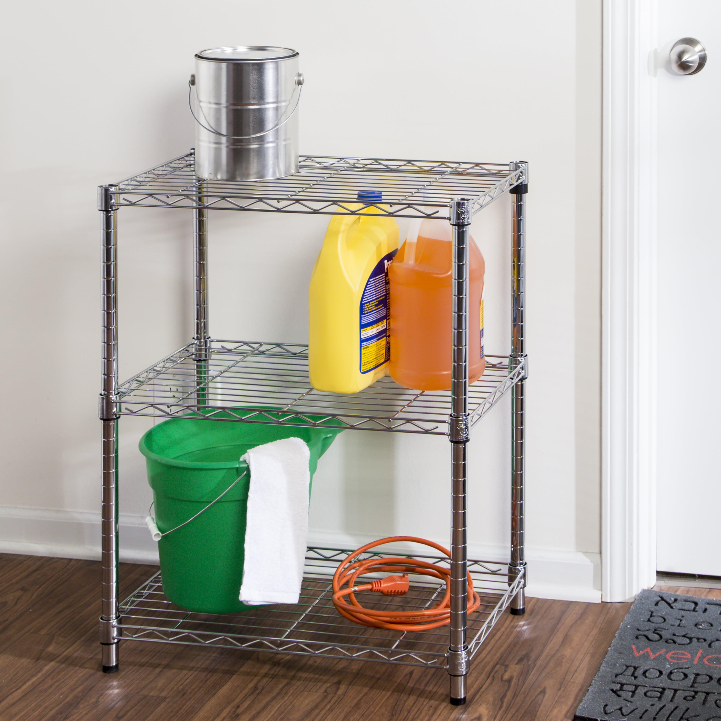 Honey-Can-Do 3-Tier Heavy-Duty Steel Adjustable Shelving Unit, Chrome, Holds up to 250 lb per Shelf - image 3 of 9