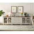 thumbnail image 2 of WAMPAT 100-Inch TV Stand, Entertainment Center with Glass Door & Drawer, 3-in-1 TV Console Table for 75/80/85/90-Inch TVs, Kitchen Sideboard Buffet Cabinet for Dining Room, Rustic White, 2 of 9
