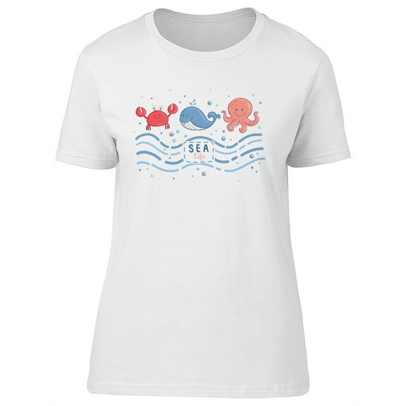 Baby Whale, Crab And Octopus T-Shirt Women -Image by Shutterstock, Female x-Large