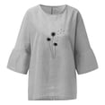thumbnail image 3 of Hauts d'Été pour Femmes 2023 Mode Femmes Été Imprimé Trois Quarts Manches Courtes Col Rond Régulier T-Shirt Bohème Grande Taille pour Femmes, 3 of 4