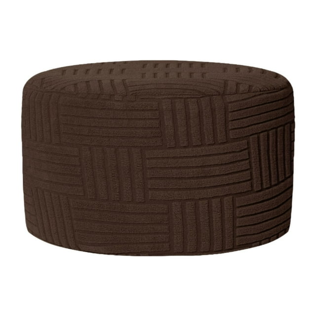 simhoa Housse de Rangement pour Ottoman Rond, Housse de Tabouret Épaisse, Housse Extensible pour Ottoman pour Salon Marron