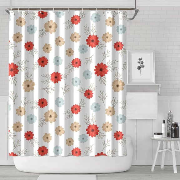 Pioneer Flower Floral Print Pattern Shower Curtain 84”x72", Bathroom Decorative Shower Curtain Set with 12 Hooks, Waterproof Washable