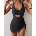 thumbnail image 5 of Traje de baño negro con cuello en V y control de barriga B2prity para mujer, 5 of 5