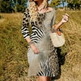 thumbnail image 3 of Leopard Zebra Texture Sweetheart Knot Flared Dress Fashion Design Large Size Loose Dress Spring Summer Women Dress, 3 of 9