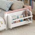 thumbnail image 6 of Bellemave Full Over Full House Bunk Bed with Storage, Wood Detachable Design Floor Bunk Bed Frame with Bookshelf, Drawer, Roof and Windows for Teens Kids Boys Girls, Playhouse Design（Pink), 6 of 8