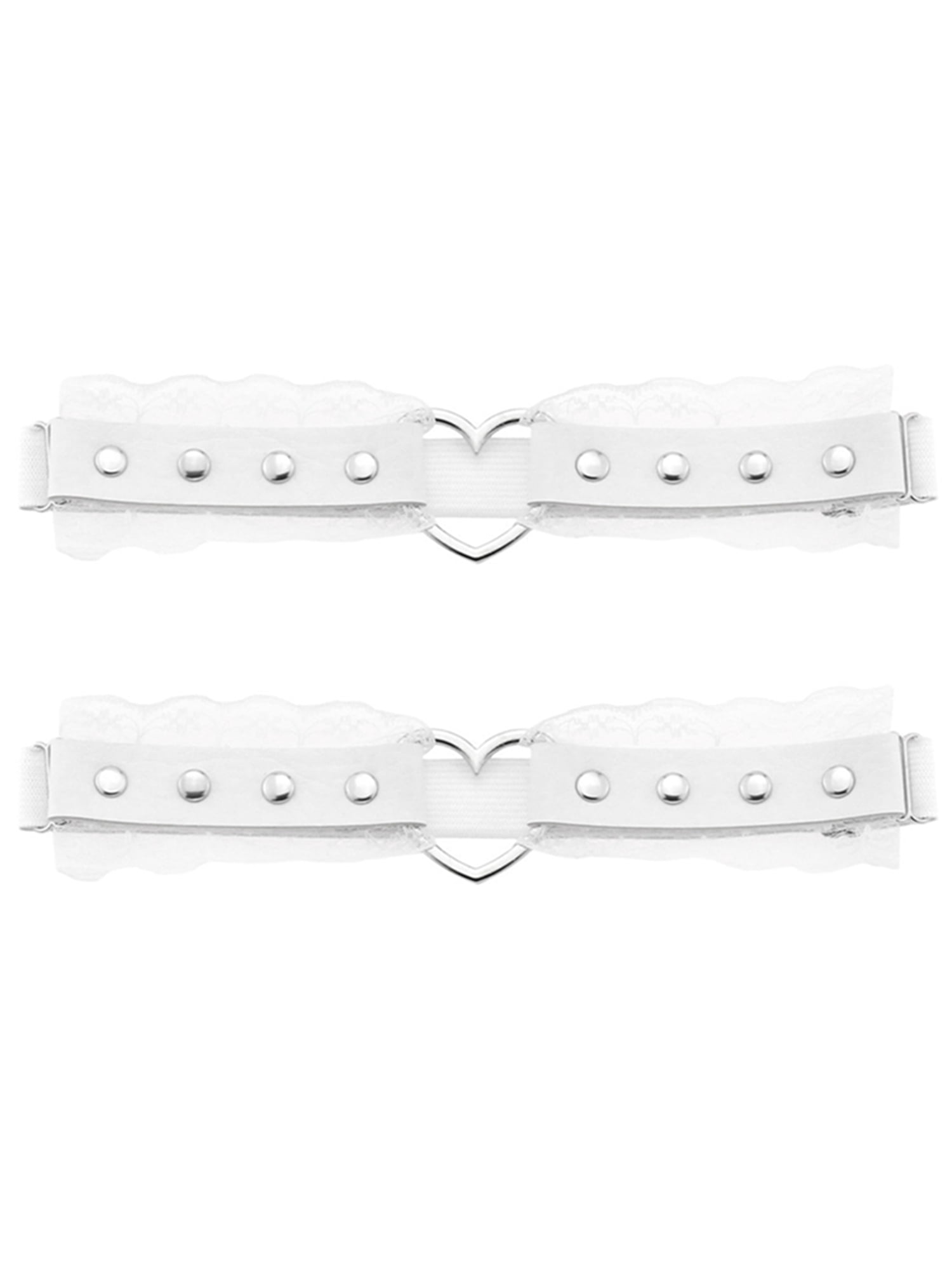 Woman Fun Decorative Belt Peach Heart Hole Lace Mesh Leg Belt