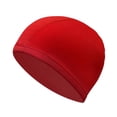thumbnail image 2 of Gorro de natación unisex transpirable de tela suave de secado rápido para cabello largo y corto. Rojo, 2 of 8