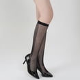 thumbnail image 2 of Luxalzxs Women's Fishnet Knee High Stockings Hollow Out Black Lace Sheer Mesh Calf Socks, 2 of 2