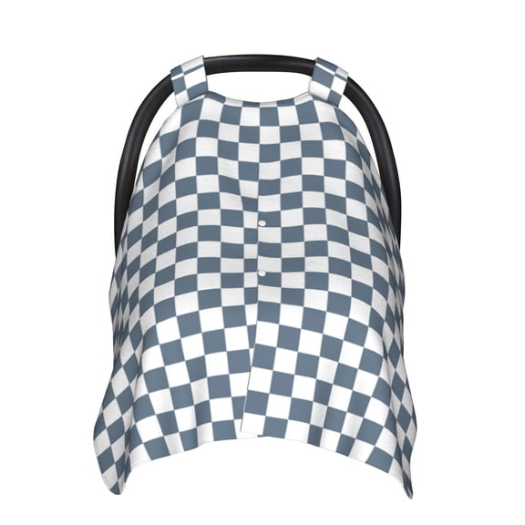 Car Seat Cover Baby - Gray White Square Plaid Breathable Infant Car Seat Cover for Baby Carseat, Lightweight Comfort Baby Essentials Must Haves Newborn Stuff for Girl Boy